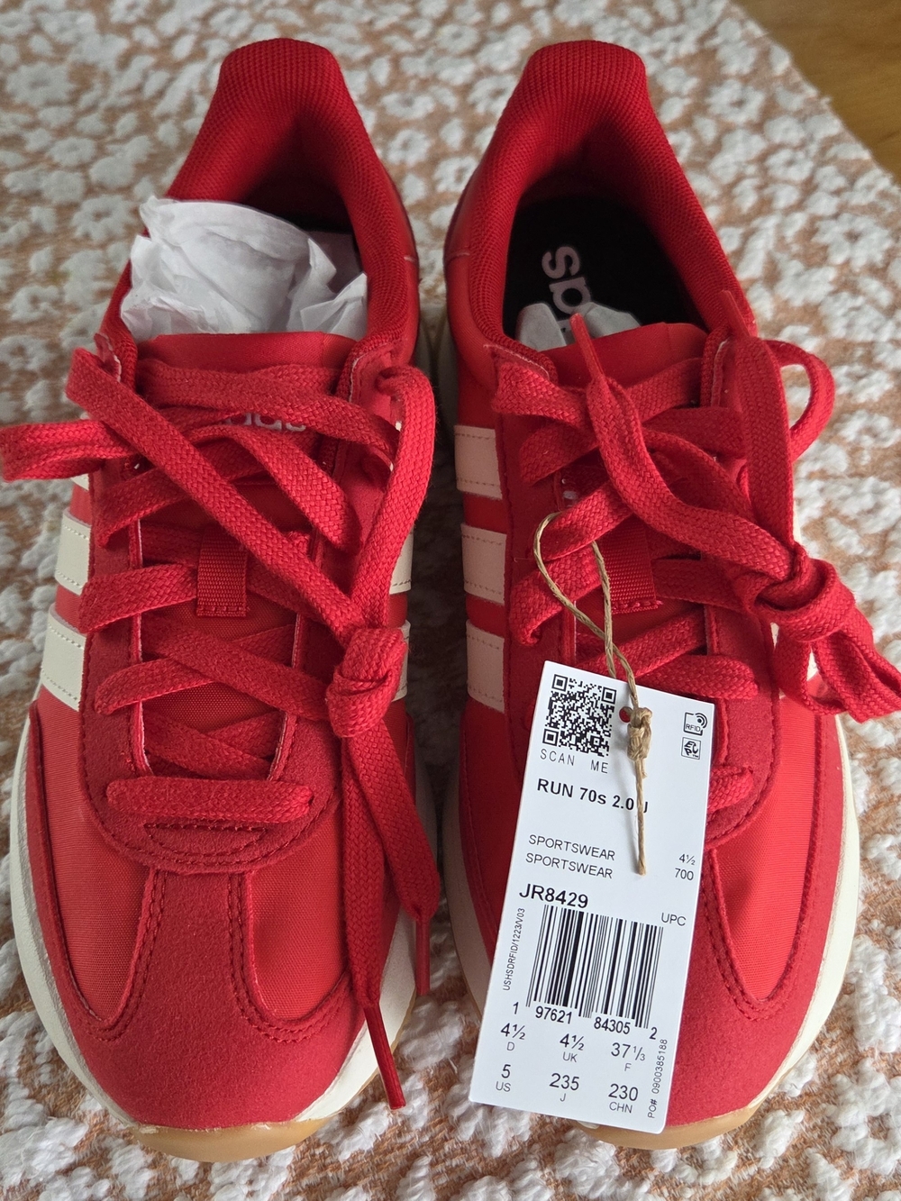 adidas Run 70s Women's Red Sneakers with White Stripes
